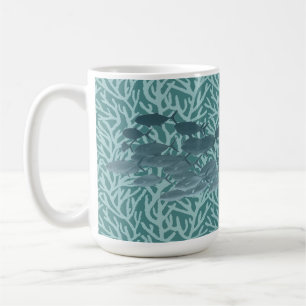 Blue Coral And A School Of Fish Coffee Mug