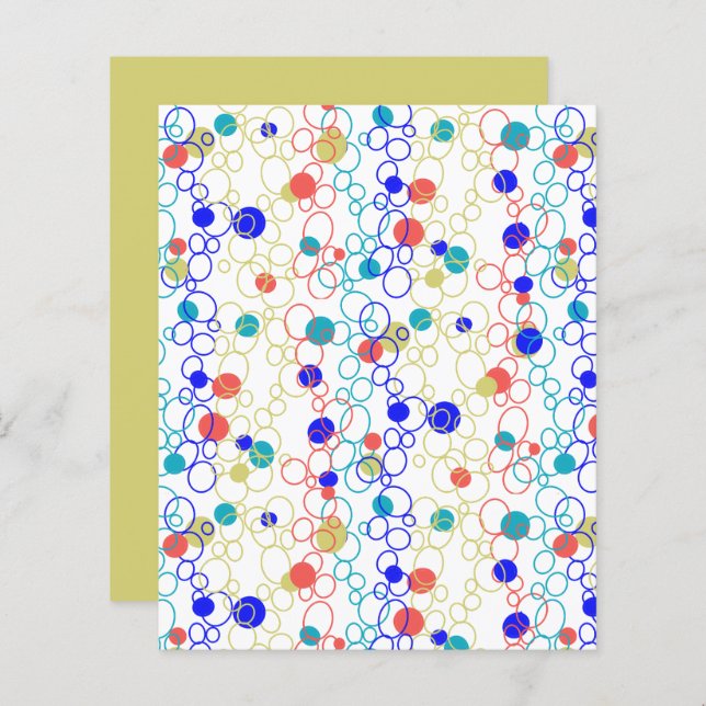 Blue Coral Aqua Circles Ovals Scrapbook Paper (Front/Back)