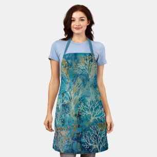 Blue Coral Beachy Pattern Apron