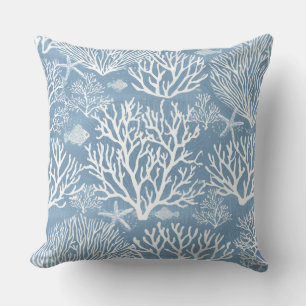 Blue Coral Decorative Pillow
