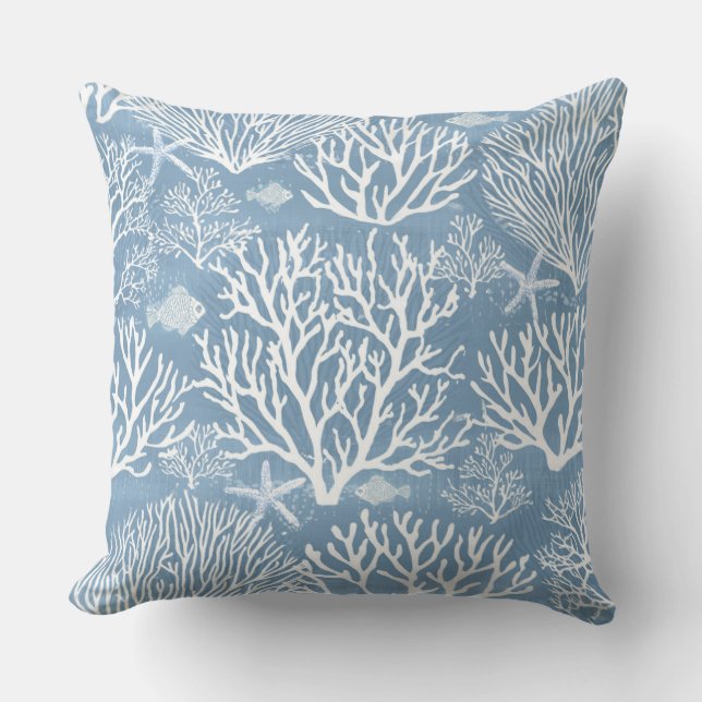 Blue Coral Decorative Pillow (Front)