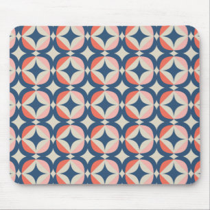 Blue & Coral Geometric Pattern Mouse Mat