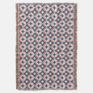 Blue & Coral Geometric Pattern Throw Blanket