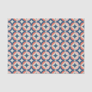 Blue & Coral Geometric Pattern Tissue Paper