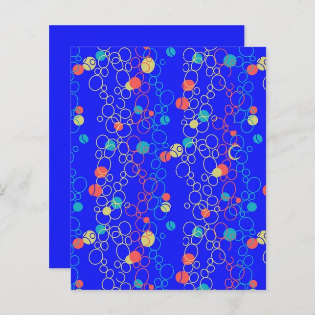 Blue Coral Gold Aqua Circle Scrapbook Paper (Front/Back)