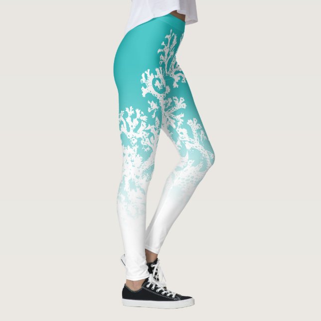 Blue Coral Graphic Leggings (Right)