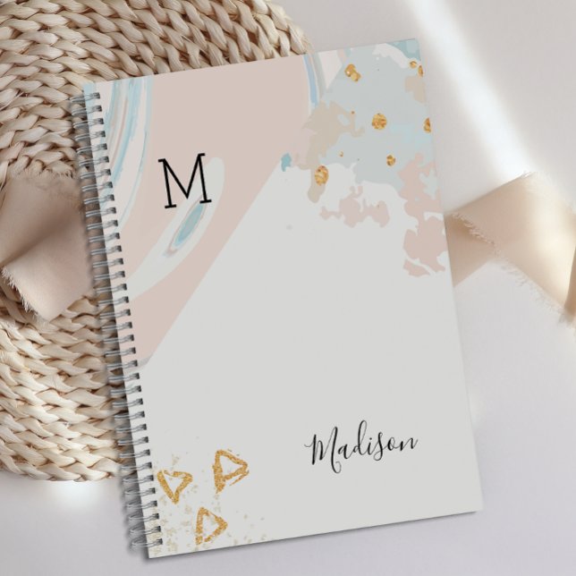 Blue Coral Marble Trendy Monogram Planner (Creator Uploaded)