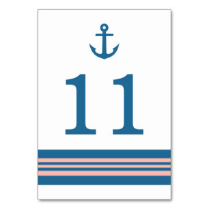 Blue Coral Nautical Anchor Table Card