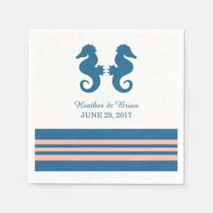 Blue Coral Nautical Seahorse Paper Napkins