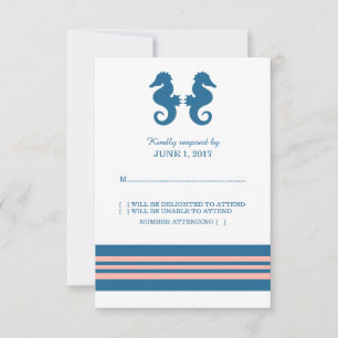 Blue Coral Nautical Seahorse Response Card