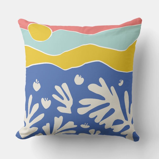 Blue Coral Ocean  Cushion (Front)