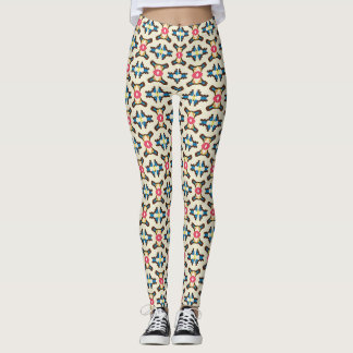 Blue Coral Ornamental Geometric Pattern Leggings