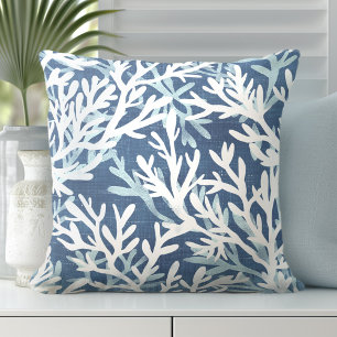 Blue Coral Pillow   Coral Decorative Pillows