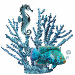 Blue Coral Reef Magnet Photo Sculpture Magnet<br><div class="desc">Acrylic photo sculpture magnet with an image of blue coral sheltering a gleaming blue seahorse and a beautiful blue fish with light blue topaz air bubbles. See matching acrylic photo sculpture pin, keychain, ornament and sculpture. See the entire Under the Sea Magnet collection in the SPECIAL TOUCHES | Party Favours...</div>