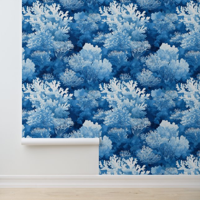 Blue coral reef pattern wall decor (Application)