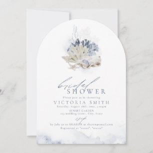 Blue coral & seashells beach themed Bridal Shower Invitation