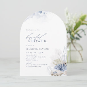 Blue coral & seashells beach themed Bridal Shower Invitation