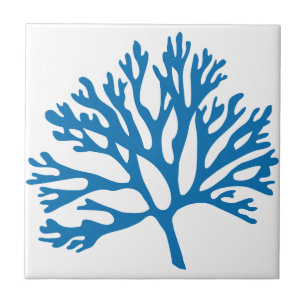 blue coral silhouette tile