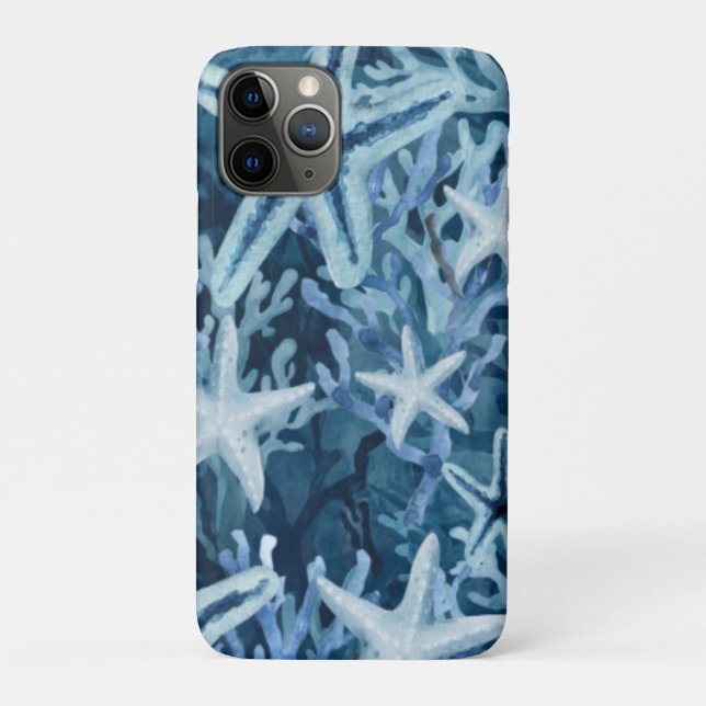 Blue Coral Starfish Beachy Pattern Case-Mate iPhone Case (Back)