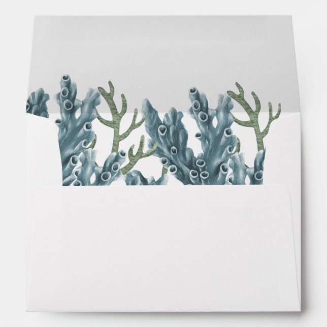 Blue Corals Under The Sea Wedding Envelope (Back (Bottom))