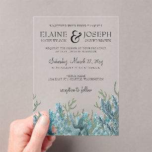 Blue Corals Under The Sea Wedding Invitation