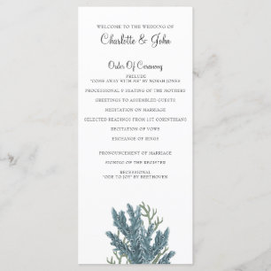Blue Corals Under The Sea Wedding programs Programme