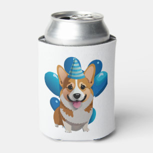 Blue Corgi Birthday Classic T-Shirt (1) Can Cooler