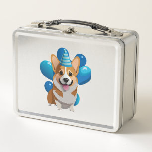 Blue Corgi Birthday Classic T-Shirt (1) Metal Lunch Box