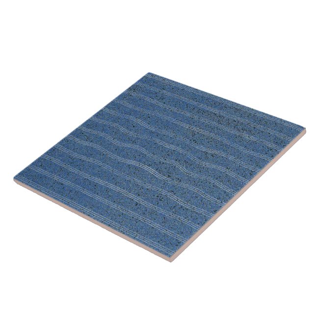 Blue Cork Texture with White Lines Tile (Side)