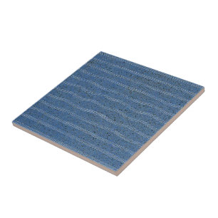 Blue Cork Texture with White Lines Tile