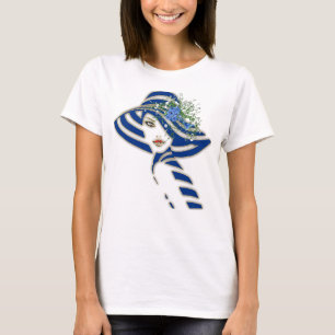 Blue Corn Flowers & White Roses Wedding T-Shirt