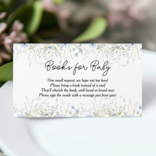 Blue Cornflower Baby Shower Books for Baby Enclosure Card