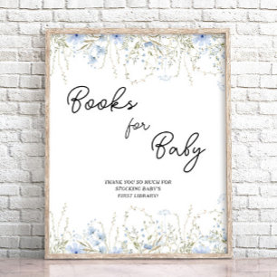 Blue Cornflower Baby Shower Books for Baby Poster