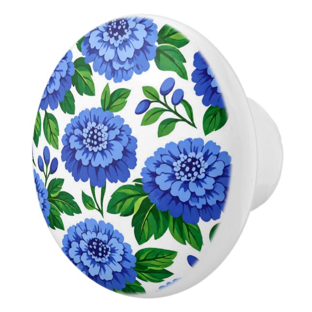 💙Blue Cornflower Bloom Ceramic Knob (Right)