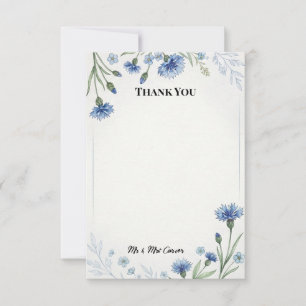 Blue Cornflower Botanical Wedding Thank You Card