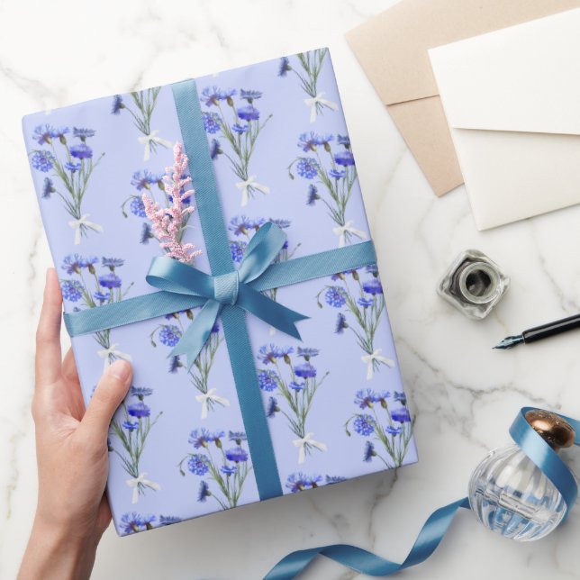 Blue Cornflower Bouquets  Wrapping Paper (Gifting)