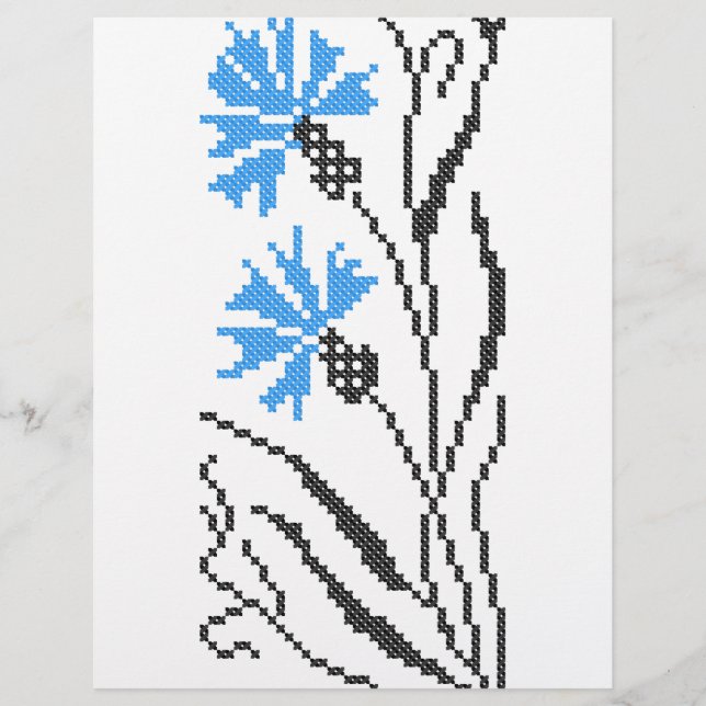 Blue Cornflower cross-stitch design Flyer (Front)