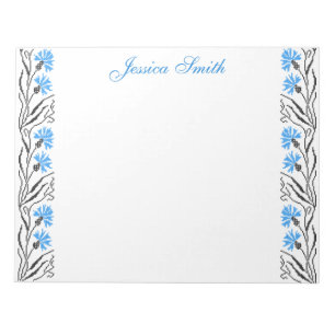 Blue Cornflower cross-stitch design Notepad