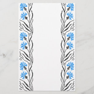 Blue Cornflower cross-stitch design Stationery