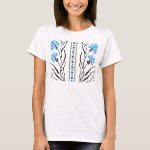 Blue Cornflower cross-stitch design T-Shirt