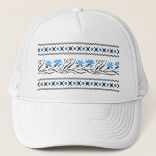 Blue Cornflower cross-stitch design Trucker Hat