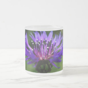 Blue Cornflower Flower Blossoms Peace Love Destiny Frosted Glass Coffee Mug