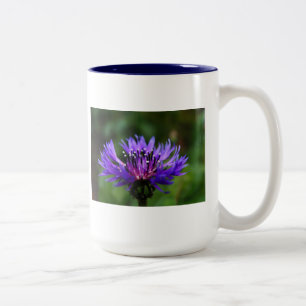 Blue Cornflower Flower Blossoms Peace Love Destiny Two-Tone Coffee Mug