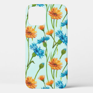 Blue Cornflower Herb or bachelor button flower bou iPhone 12 Case