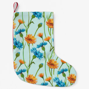 Blue Cornflower Herb or bachelor button flower bou Small Christmas Stocking