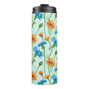 Blue Cornflower Herb or bachelor button flower bou Thermal Tumbler