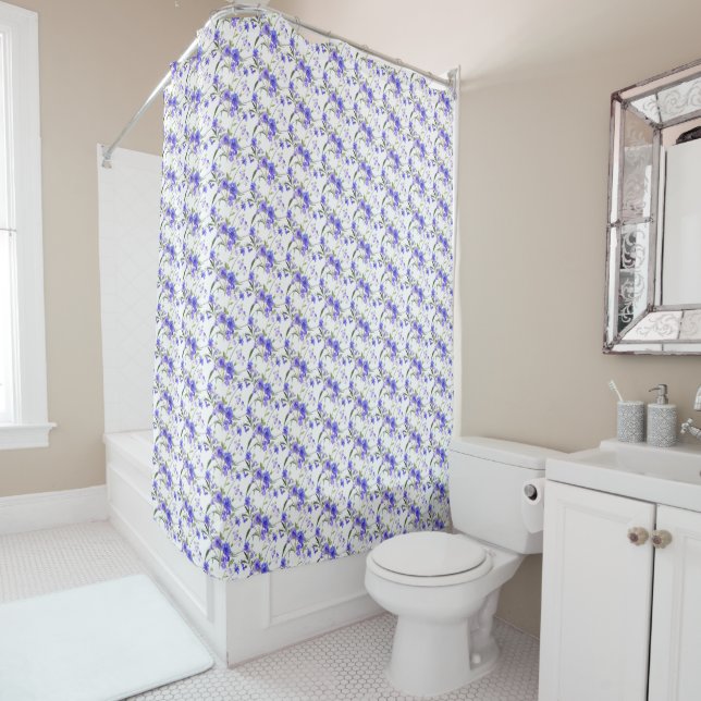 Blue Cornflower Meadow  Shower Curtain (In Situ)