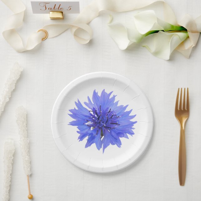 Blue cornflower - Paper Plate (Wedding)