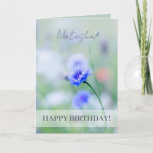 Blue Cornflower Personalised Happy Birthday Card