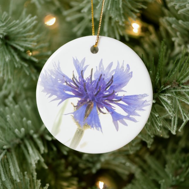 Blue Cornflower Photo - Ceramic Tree Decoration (Tree)